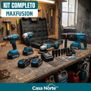 Kit Completo de Herramientas de Perforación, Corte e Impacto MaxFusion + REGALO: Batería Extra y Accesorios Complementarios